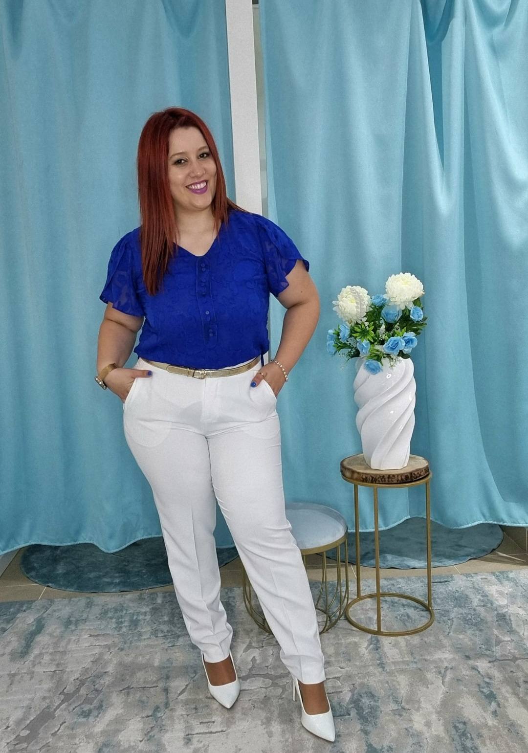 Calça clássica com cinto elástico FERRACHE