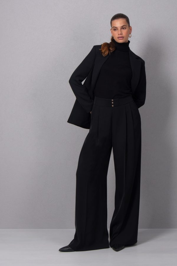 Calça pantalona com pinças na frente Ferrache - Image 7