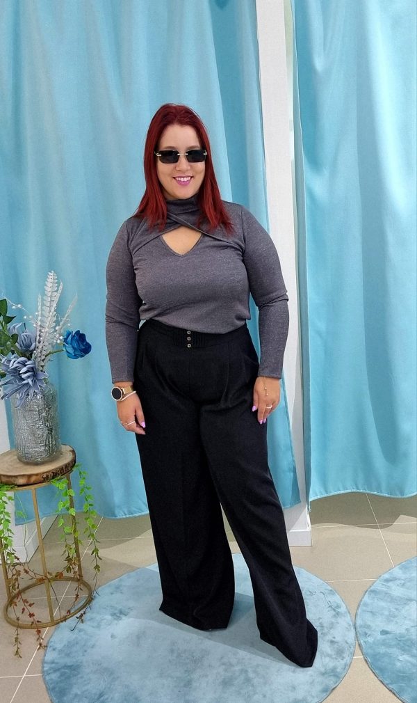 Calça pantalona com pinças na frente Ferrache - Image 3