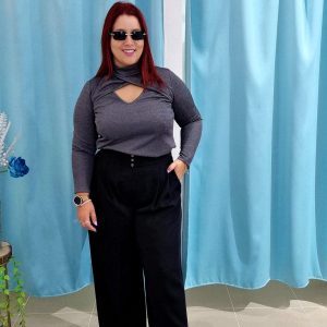 Calça pantalona com pinças na frente Ferrache