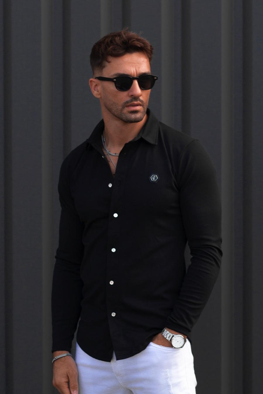 CAMISA DE MALHA PRETO