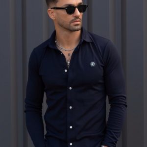 CAMISA DE MALHA AZUL MARINHO