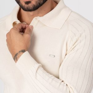 Camisola de malha com gola e botões SMK