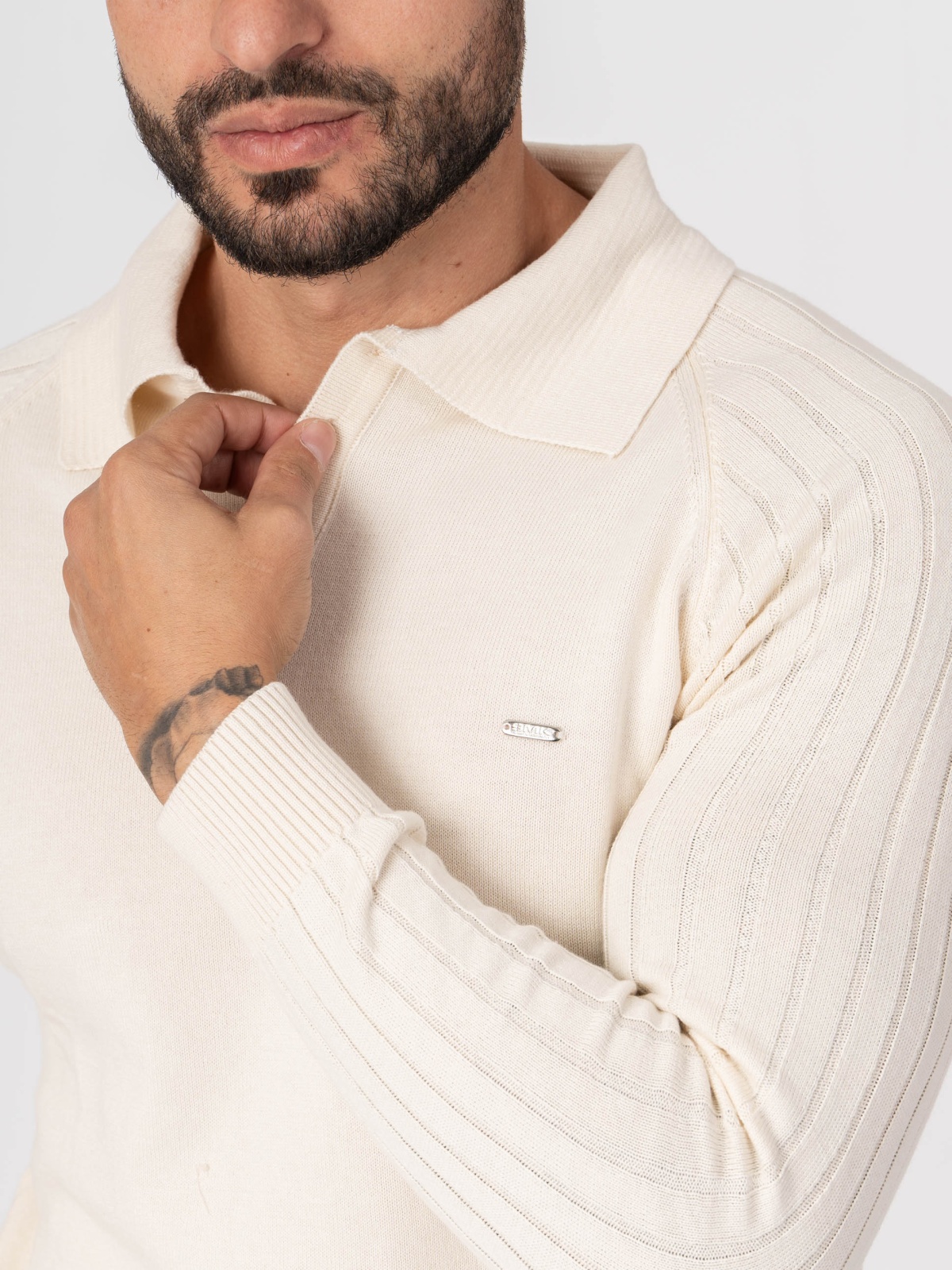 Camisola de malha com gola e botões SMK