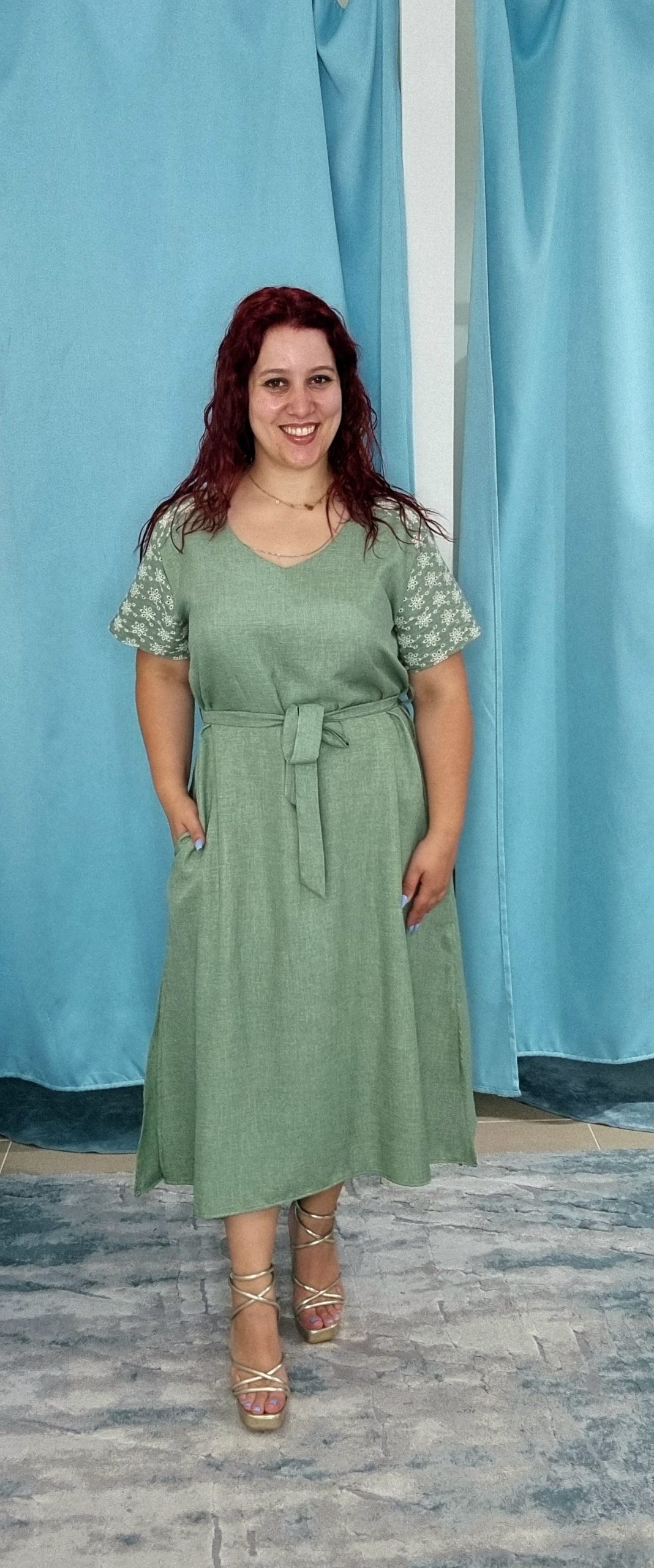Vestido verde comprido Seissa