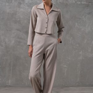 Calça wide leg em malha - 40