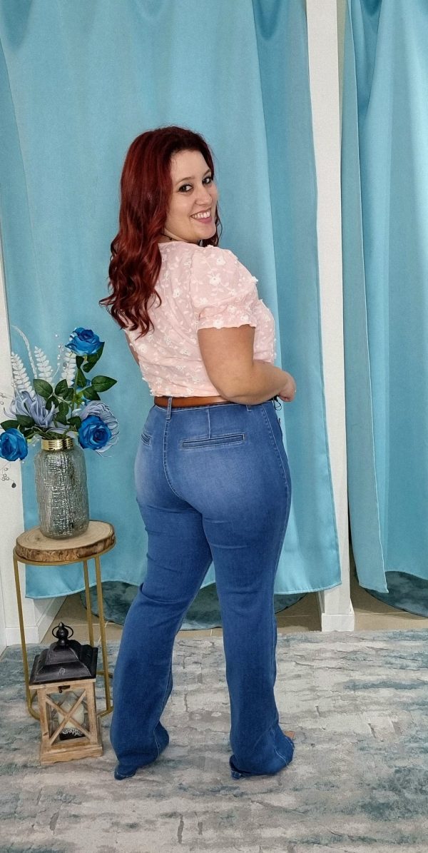Calça de ganga wide leg cintura subida - Image 7
