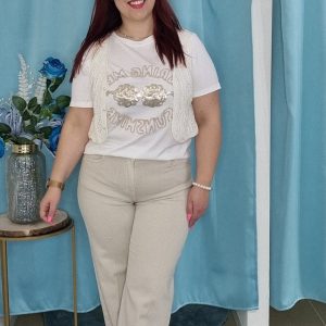 Straight Jeans com mistura de algodão