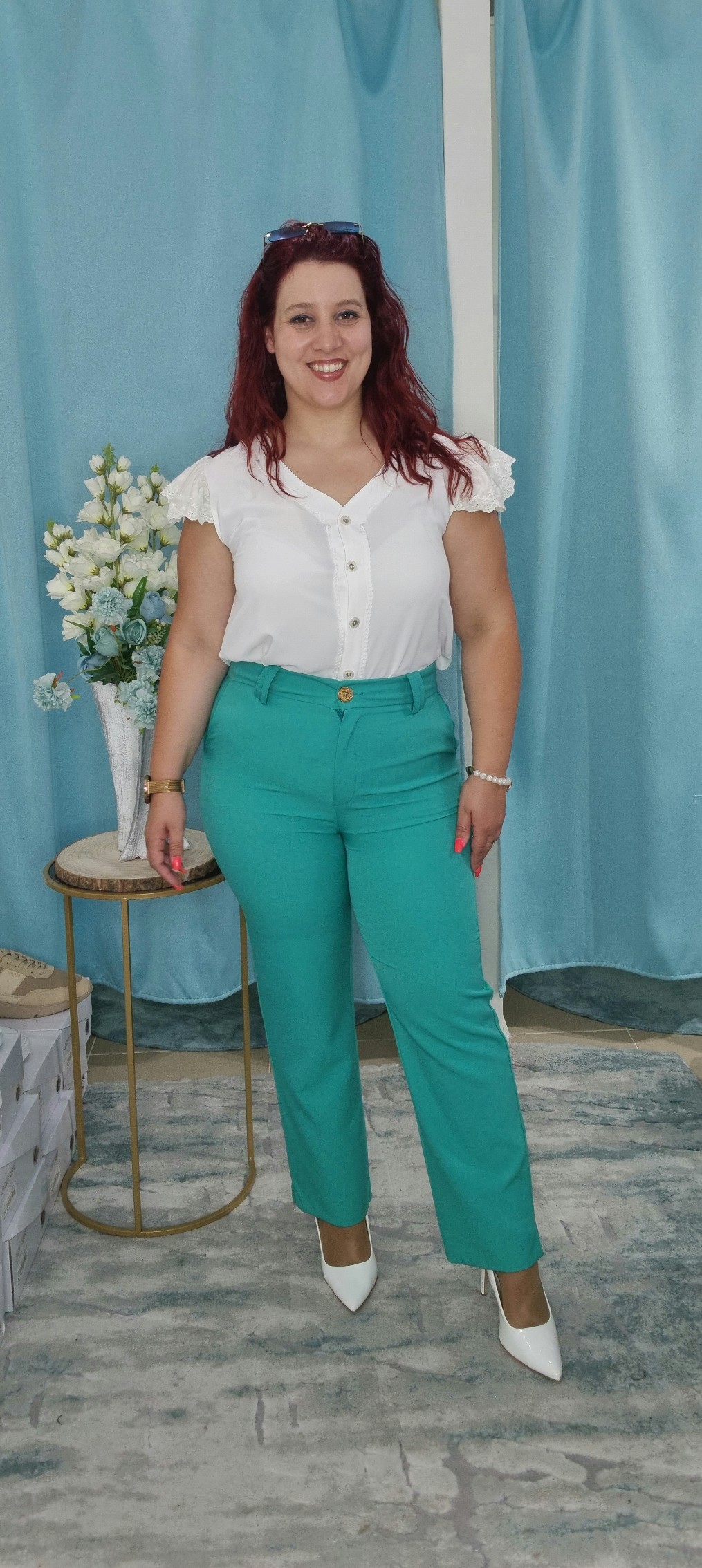 Calça verde d'água Seissa