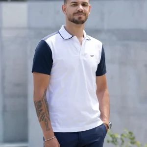 Pólo branco com marinho Seissa