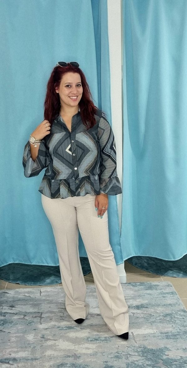 Calça boca de sino bege Silvina Campos - Image 6