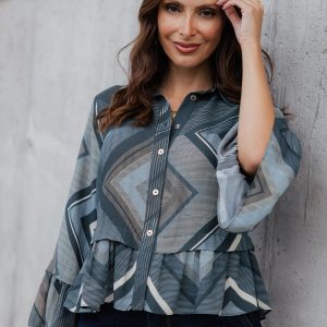 Blusa peplum estampado geométrico